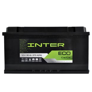 Автомобільний акумулятор 12V [Euro] INTER Eco 90Ah 670A L+
