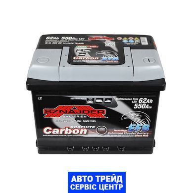 Автомобильный аккумулятор 12V [Euro] SZNAJDER Carbon (562 05) EFB Start-Stop 62Ah 550А R+