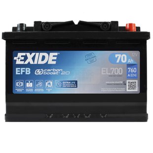 Автомобільний акумулятор 12V [Euro] EXIDE (EL700) EFB Start-Stop 70Ah 760A R+