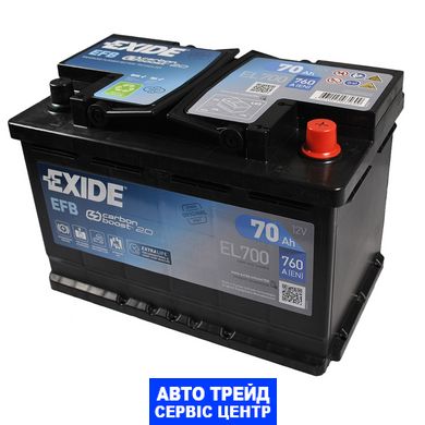 Автомобільний акумулятор 12V [Euro] EXIDE (EL700) EFB Start-Stop 70Ah 760A R+