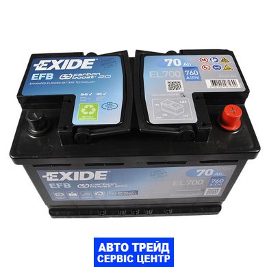 Автомобільний акумулятор 12V [Euro] EXIDE (EL700) EFB Start-Stop 70Ah 760A R+