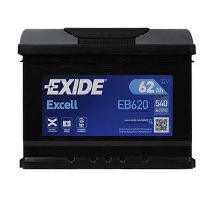Автомобільний акумулятор 12V [Euro] EXIDE Excell (EB620) 62Ah 540A R+
