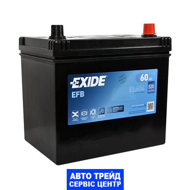 Автомобільний акумулятор 12V [Asia] EXIDE (EL604) EFB Start-Stop 60Ah 520A R+