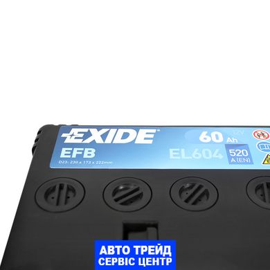 Автомобільний акумулятор 12V [Asia] EXIDE (EL604) EFB Start-Stop 60Ah 520A R+