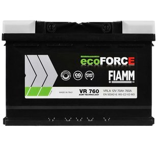 Автомобільний акумулятор 12V [Euro] FIAMM Ecoforce (VR760) AGM Start-Stop 70Ah 760А R+