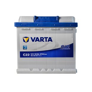 Автомобільний акумулятор 12V [Euro] VARTA Blue Dynamic (C22) 52Ah 470А R+