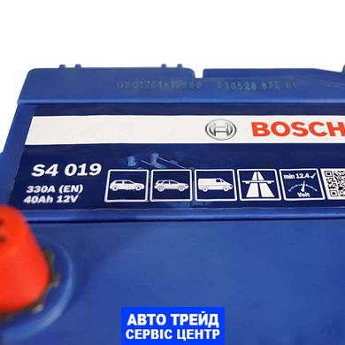 Автомобільний акумулятор 12V [Asia] BOSCH (S40 190) 40Ah 330A L+ Тонкі клеми