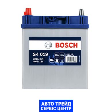 Автомобільний акумулятор 12V [Asia] BOSCH (S40 190) 40Ah 330A L+ Тонкі клеми