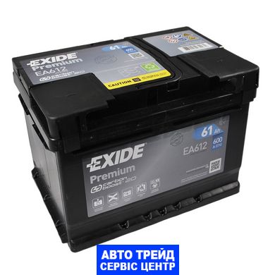 Автомобільний акумулятор 12V [Euro] EXIDE Premium (EA612) 61Ah 600A R+