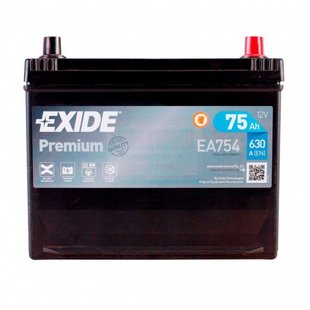 Автомобільний акумулятор 12V [Asia] EXIDE Premium (EA754) 75Ah 630A R+