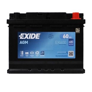 Автомобільний акумулятор 12V [Euro] EXIDE (EK600) AGM Start-Stop 60Ah 680A R+