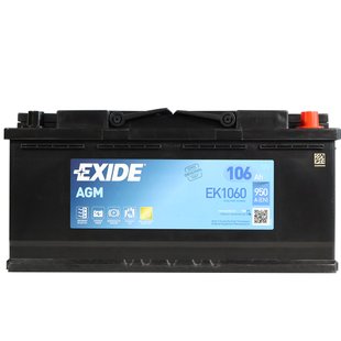 Автомобільний акумулятор 12V [Euro] EXIDE (EK1060) AGM Start-Stop 106Ah 950A R+
