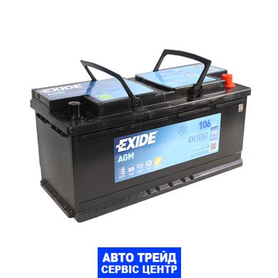 Автомобільний акумулятор 12V [Euro] EXIDE (EK1060) AGM Start-Stop 106Ah 950A R+