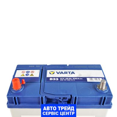 Автомобільний акумулятор 12V [Asia] VARTA Blue Dynamic (B33) 45Ah 330A L+ Тонкі клеми