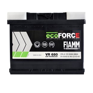 Автомобільний акумулятор 12V [Euro] FIAMM Ecoforce (VR680) AGM Start-Stop 60Ah 680А R+