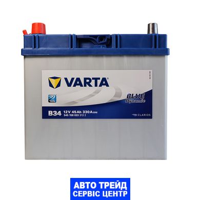 Автомобільний акумулятор 12V [Asia] VARTA Blue Dynamic (B34) 45Ah 330А L+