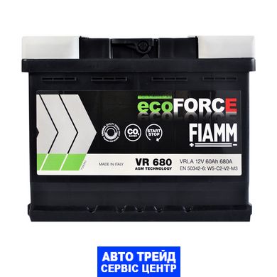 Автомобільний акумулятор 12V [Euro] FIAMM Ecoforce (VR680) AGM Start-Stop 60Ah 680А R+