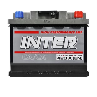 Автомобільний акумулятор 12V [Euro] INTER high performance 50Ah 420A R+